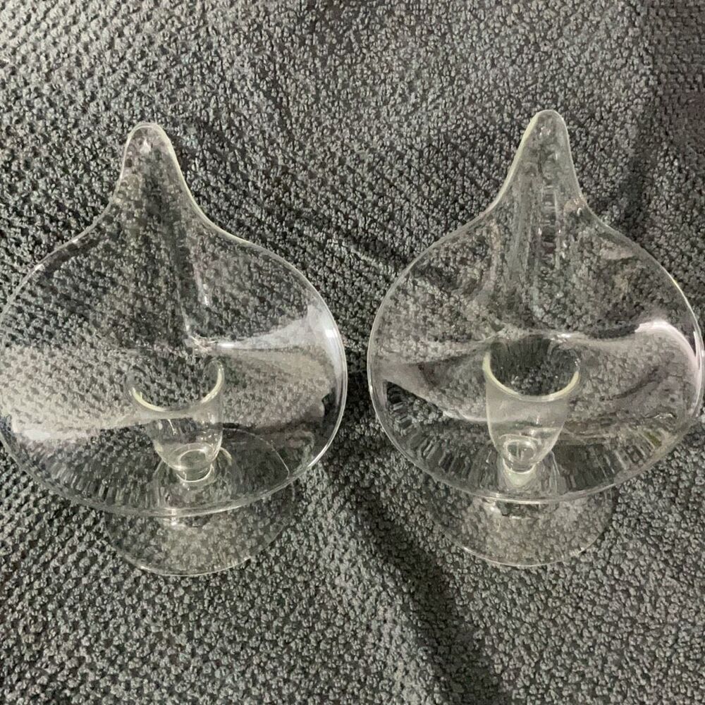 Clear Glass Hand Blown Calla Lily Jack in the Pulpit Set Taper Candle Holders - Picture 2 of 4